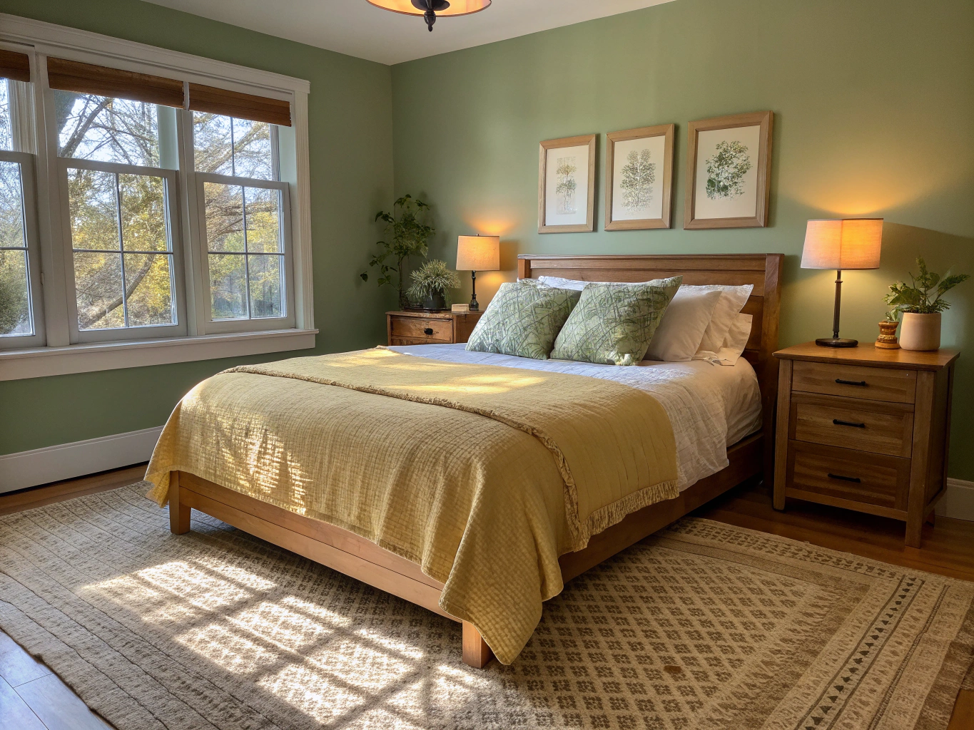 Serene bedroom with a handcrafted mattress and softly draped linen sheets